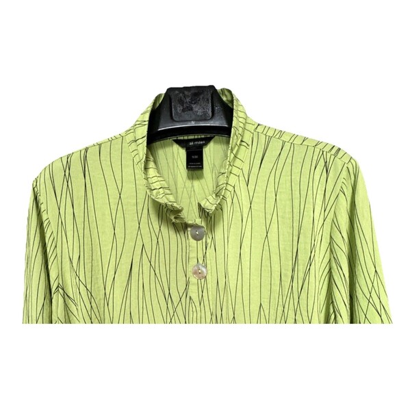 Ali Miles Plus Size 2X Abalone Green Black Button Down Art 3/4 Sleeve Tunic Top - Picture 5 of 8